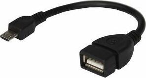 REXANT (18-1182) USB КАБЕЛЬ OTG MICRO USB НА USB ШНУР 0.15 М, ЧЕРНЫЙ