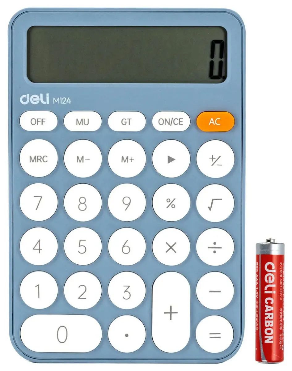Калькулятор Deli M124 (синий)