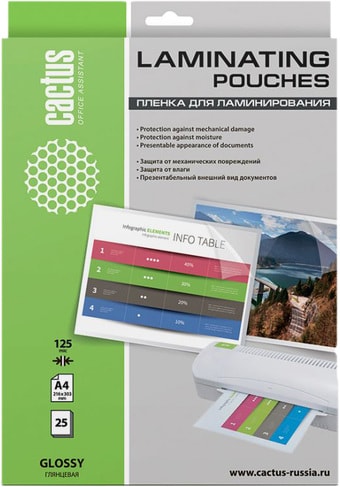 CACTUS глянцевая A4, 125 мкм, 25 л