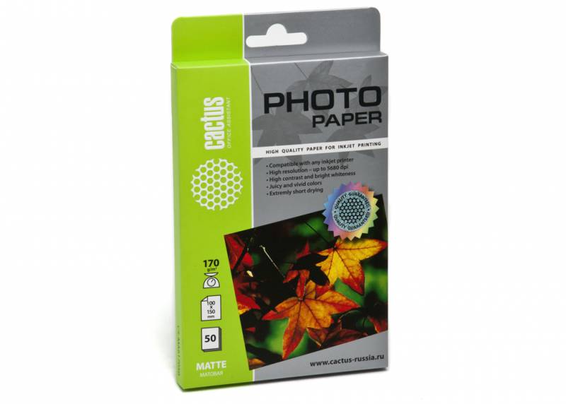 Фотобумага CACTUS Матовая 10х15 170 г/кв.м. 50 листов(CS-MA617050)