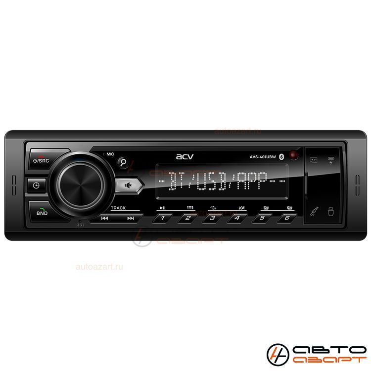 ACV AVS-401UBW (1din/База 36мм/белая/Bluetooth/USB/TYPE-C/AUX/SD/FM/4*50)