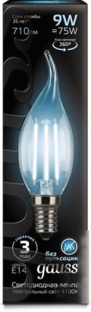 Gauss Filament Candle tailed E14 9 Вт 4100 К 104801209